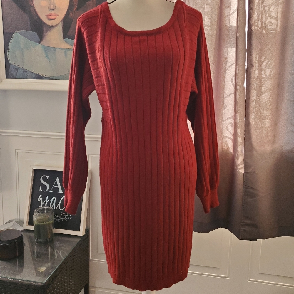 PRETTYGARDEN NWT Ribbed Sweater Dress L - Picture 2 of 9
